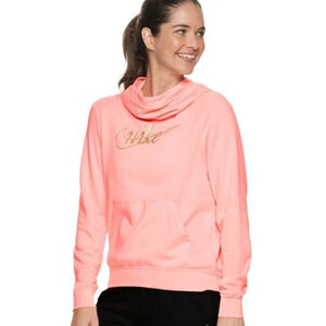 NIKE Pink Funnel-Neck Pullover Hoodie - 29307